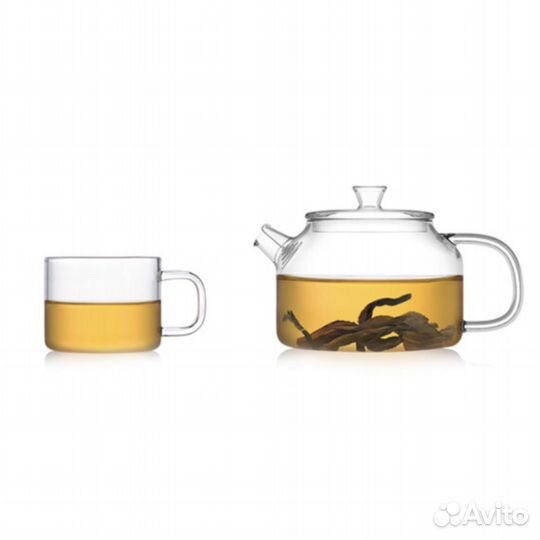 Чайный сервиз стекло, заварник, чайная чашка