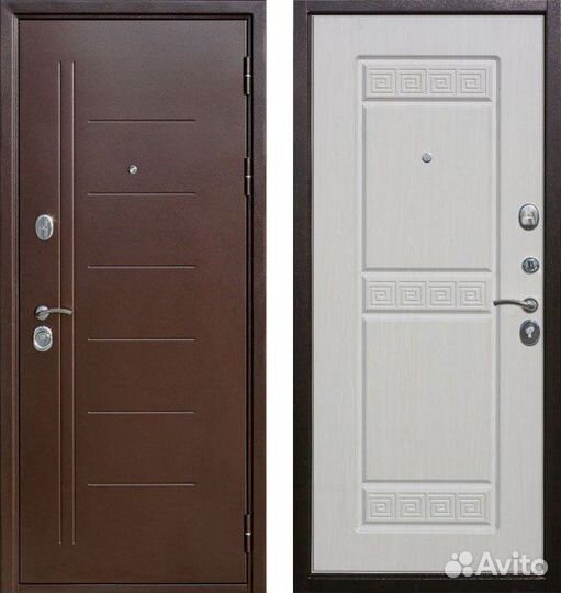 Входная дверь троя 100 медный антик белый ясень