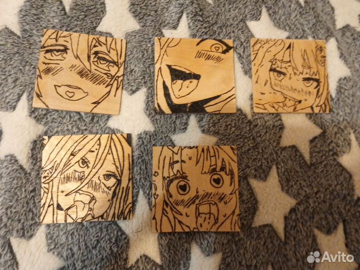 Рисунки Ахегао выжженные на фанере