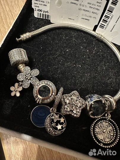 Серьги Pandora,браслет, шармы,серьги Tous