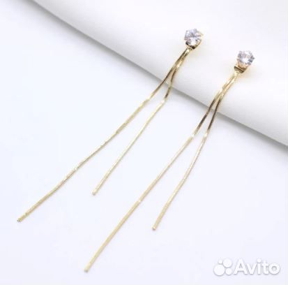 Серьги легкие гвоздики с цепочкой