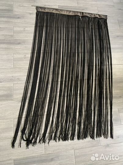 Штора декоративная на дверь «Нитки» цвет шоколад