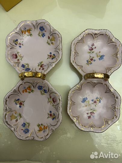 Пепельница салфетница солонка роз. фарфор