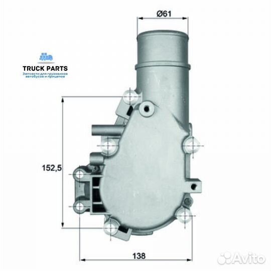 Mahle TI13684 Термостат 84C в сборе с корпусом, iveco EuroStar/Trakker/Stralis для дв. F3AE/BE: Curs