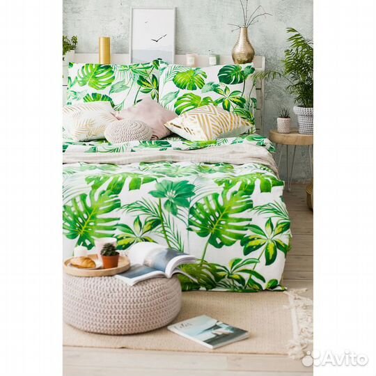 Постельное бельё 'Этель' 2 сп., Монстера, размер 1