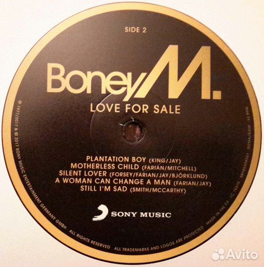 Виниловая пластинка Boney M. love FOR sale (140 Gr