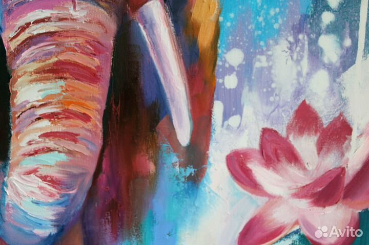 Картина маслом со слоном 