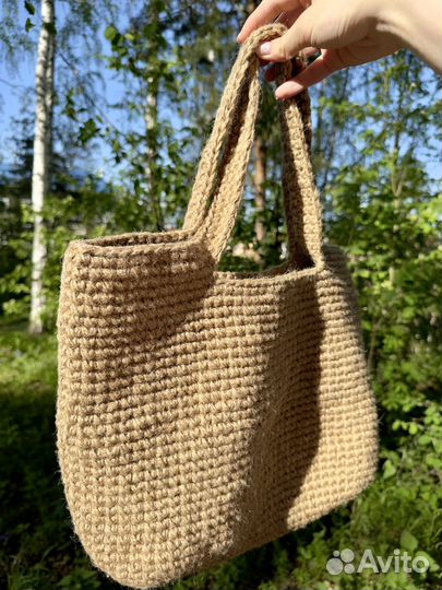 Cумка летняя шоппер из джута