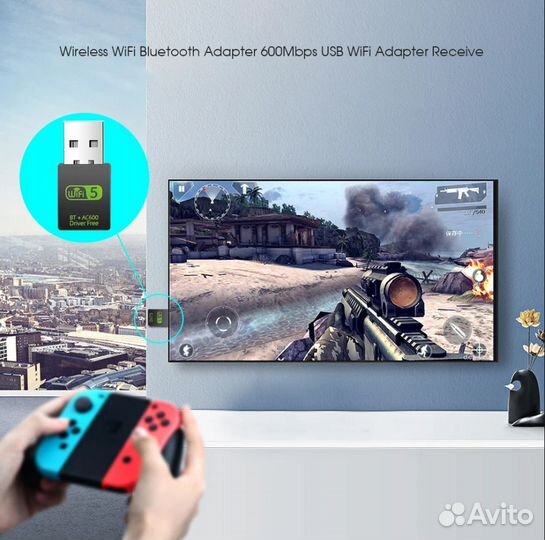 WiFi 5 AC600 + Bluetooth BT 4.2 USB адаптер