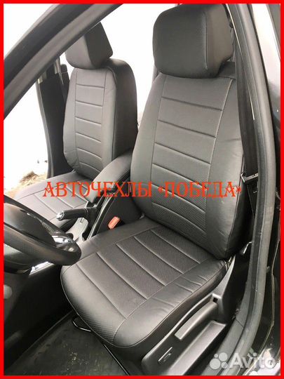 Чехлы Renault Fluence из экокожи чёрные Классика