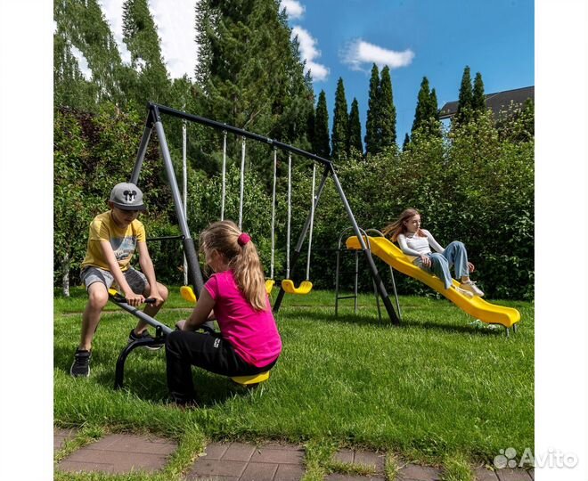 Детский комплекс качели, качели-балансир и горка