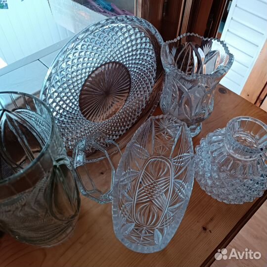 Ваза из хрусталя и стекла, блюда, салатница