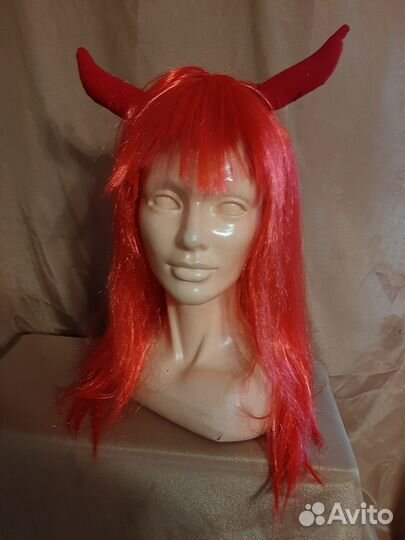 Парик с рогами- чертовки
