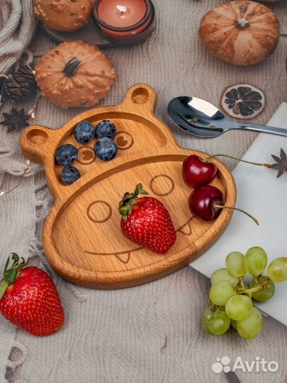 Детская посуда тарелка деверянная менажница