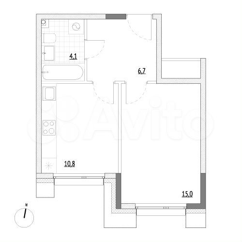 1-к. апартаменты, 36,6 м², 2/7 эт.