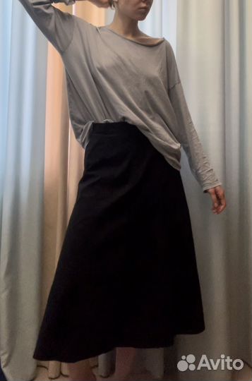 Джинсовая черная юбка макси uniqlo