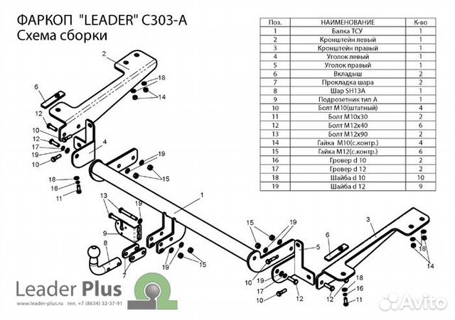 Фаркоп Peugeot Partner Citroen Berlingo разборное