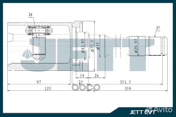 ШРУС внутренний jett V40-1457 V40-1457 jett