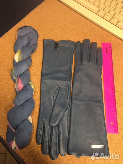 Перчатки женские кожаные новые 6.5 длинные