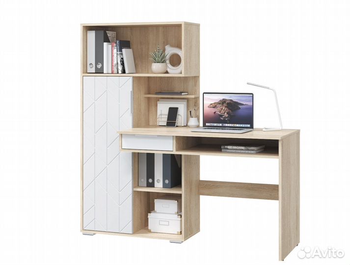 Стол компьютерный Бэйсик (Дуб сонома/Белый снег)