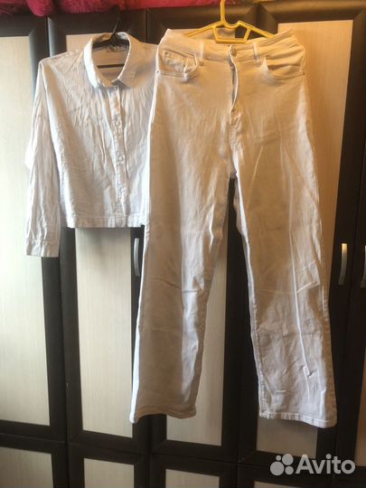 Джинсы белые женские 44-48 рубашка белая в подарок