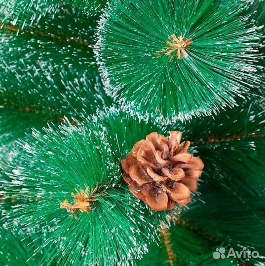 Ёлка пышная красавица,снег, шишки (сосна) 150 см