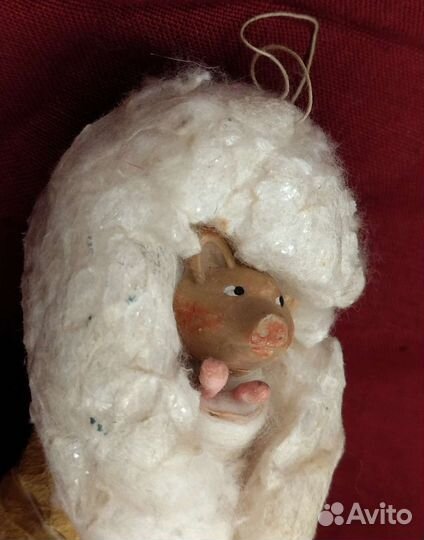 Ёлочные игрушки ватные укутыш, птичка СССР