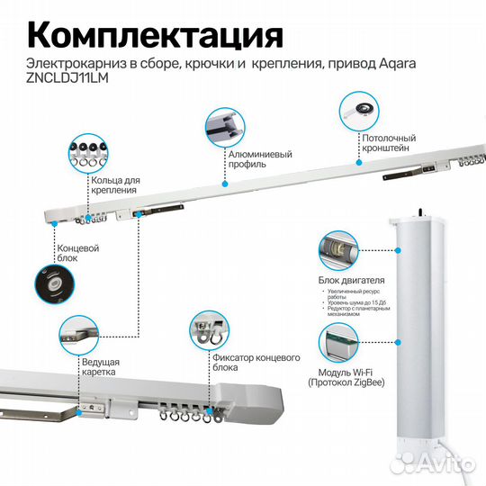 Электрокарнизы для штор Aqara zncldj11lm