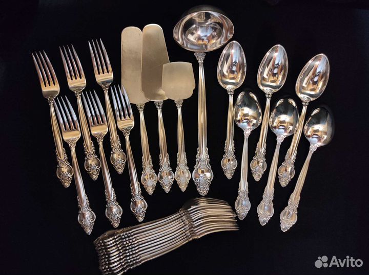 Ложки вилки лопатки мельхиор зид Троянда СССР