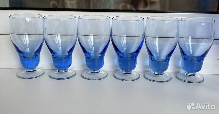 Фужеры бокалы кобальтовое стекло винтаж СССР