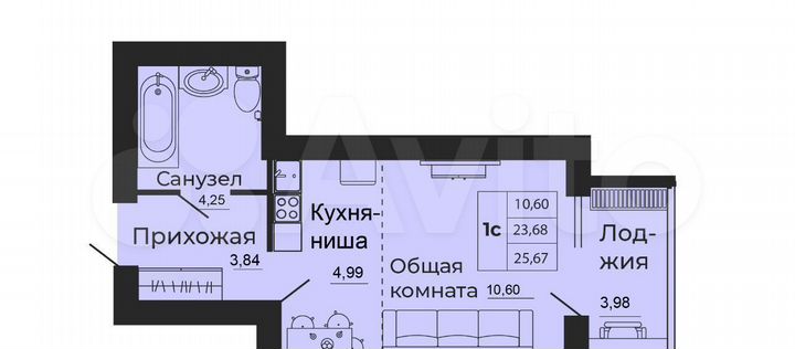 Квартира-студия, 28 м², 8/25 эт.