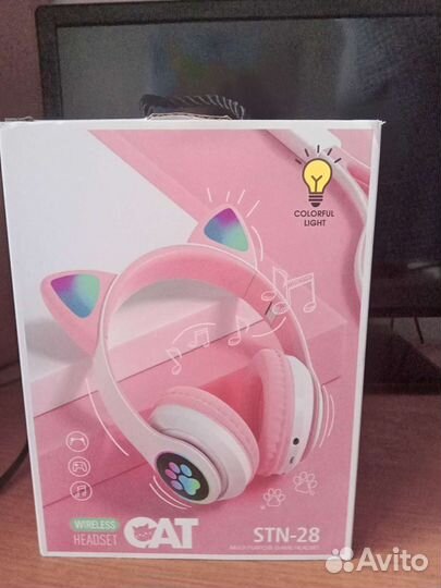 Детские наушники беспроводные светящиеся с ушками