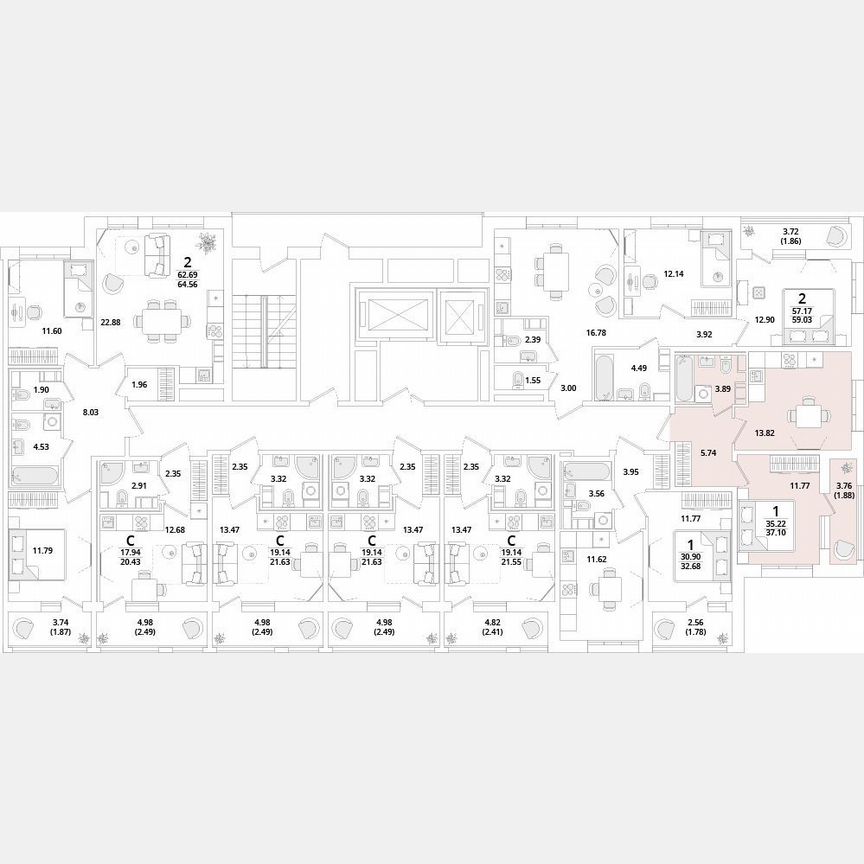 1-к. квартира, 37,1 м², 8/12 эт.