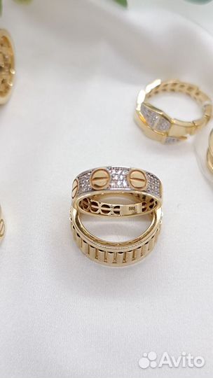 Золотое кольцо cartier 585