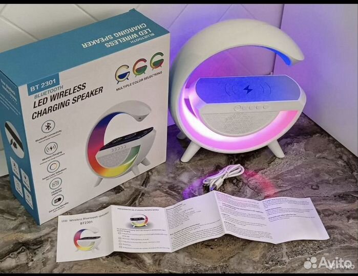 Беспроводная зарядка ночник rgb колонка iPhone