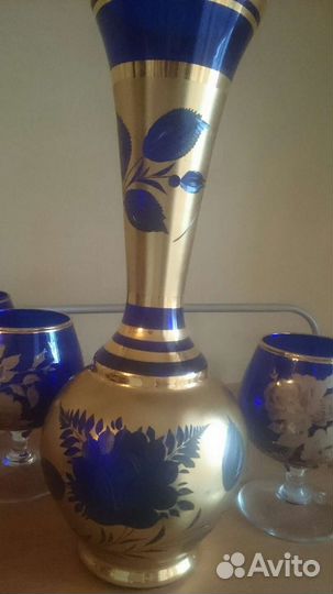 Цветной хрусталь Богемия СССР ваза бокалы