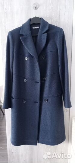 Пальто женское демисезонное синего цвета, 48
