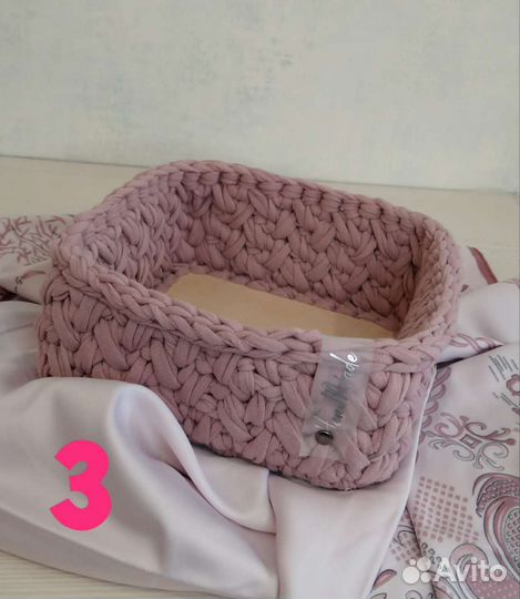 Корзина из трикотажной пряжи ручная работа