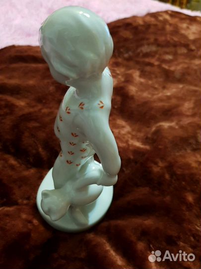 Мальчик с мишкой. Старинная Песочное Антиквариат Р