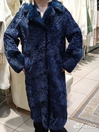 Шуба из голубой каракульчи