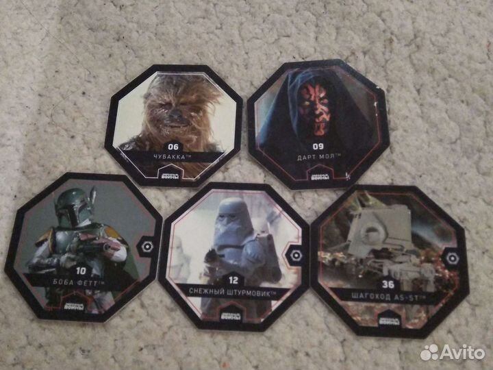 Фишки(карточки) звёздные войны,emoji,динозавры