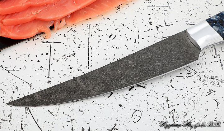 Нож Шеф № 5 сталь Х12мф рукоять акрил синий