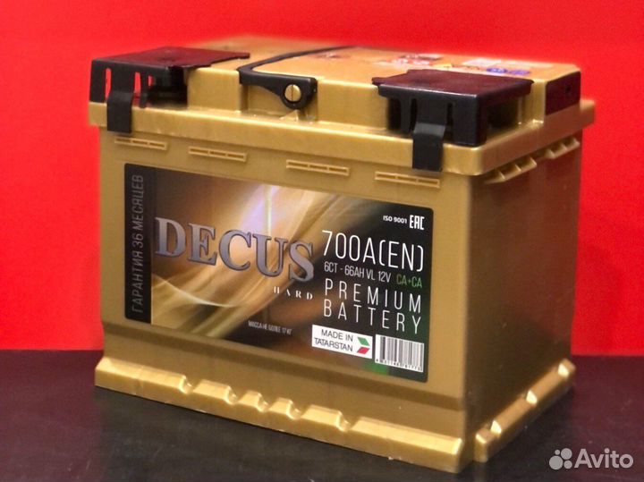 Аккумулятор Decus 66 ah (прям.пол)