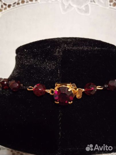 Бусы гранатовое стекло Чехословакия