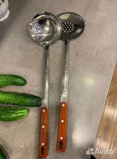 Половник + Шумовка (деревянная ручка )