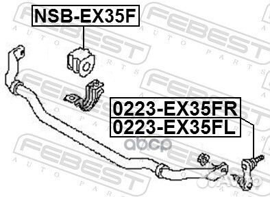 Втулка переднего стабилизатора D34 nsbex35F Febest