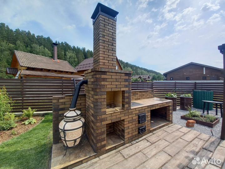 Беседка с барбекю, кладка печей барбекю