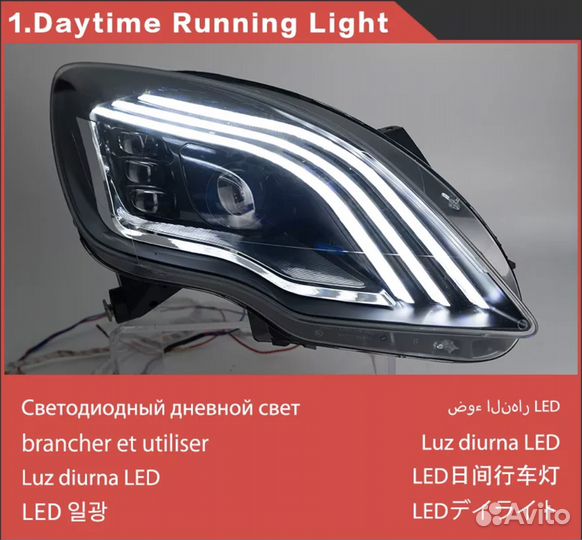 Фары Mercedes R-class W251 рейсталинг Led (W222)