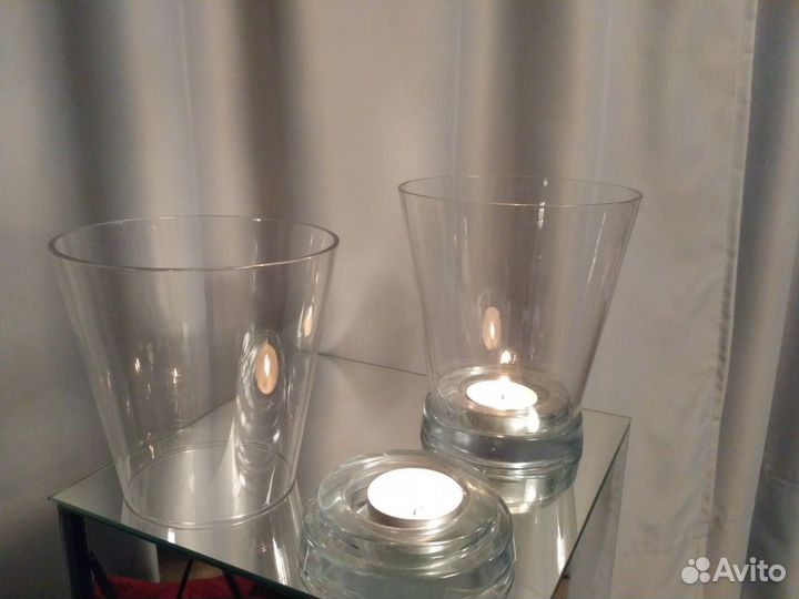 Стеклянные подсвечники фонари Икеа