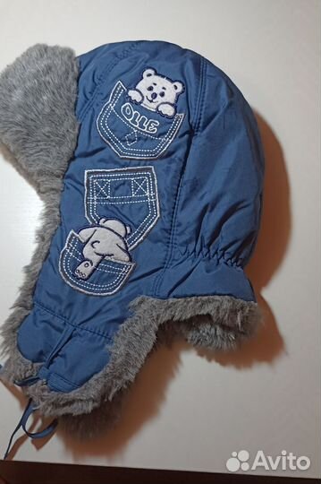 Шапка ушанка зимняя детская на шнурках